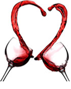 wine heart glasses clinking
