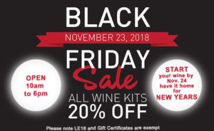 BLACK FRIDAY Sale at Lloyd Wine Outfitters! Save 20% off ALL Wine Kits!