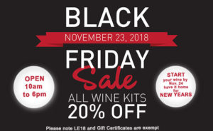 BLACK FRIDAY Sale at Lloyd Wine Outfitters! Save 20% off ALL Wine Kits!